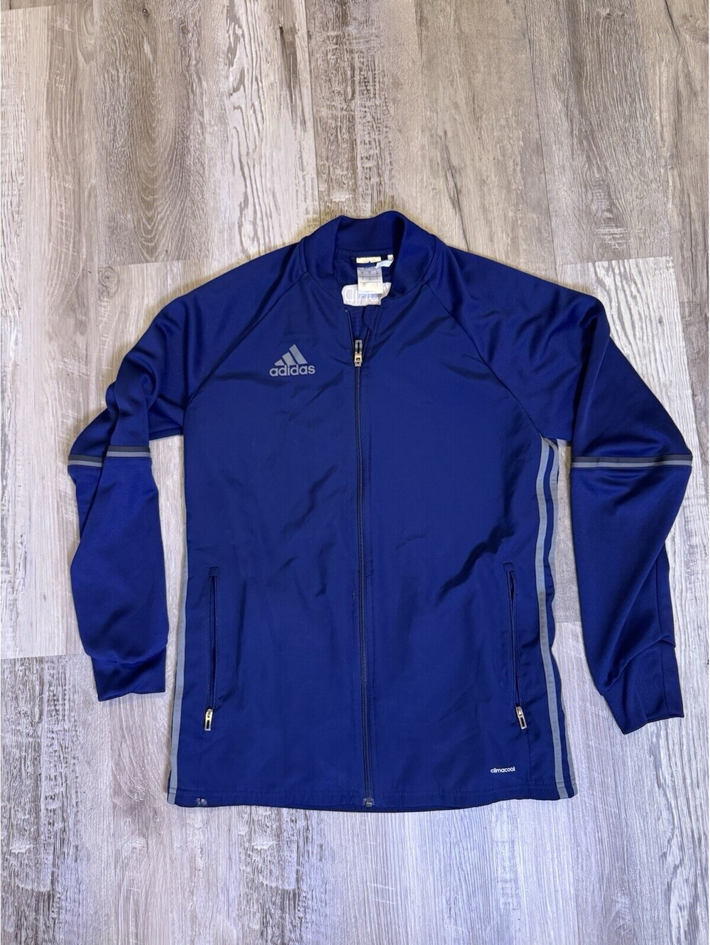 Adidas Climacool Madrid Men’s Medium Blue Full Zip Track Jacket 3 Stripe